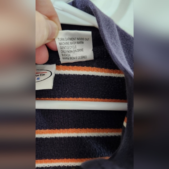 Talbots Kids Full Zip Sweatshirt‎ Size 4 Navy Orange Stripes Cotton Pockets - Picture 2 of 7